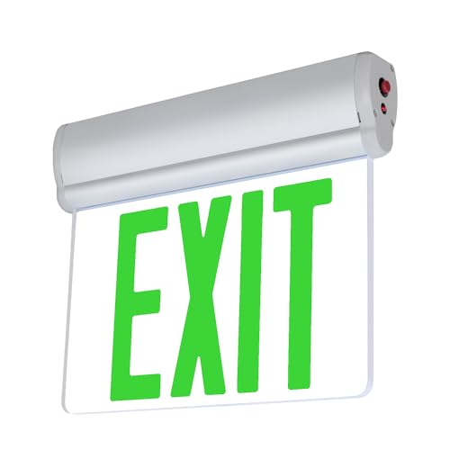 LFI Lights® Edge-Lit UL 924 Listed Green Exit Sign – Modern Brushed Aluminum Housing, LED Illumination, Hardwired with Battery Backup, UL Listed, Single-Sided Clear Acrylic Panel for Sleek Commercial & Residential Safety Compliance
