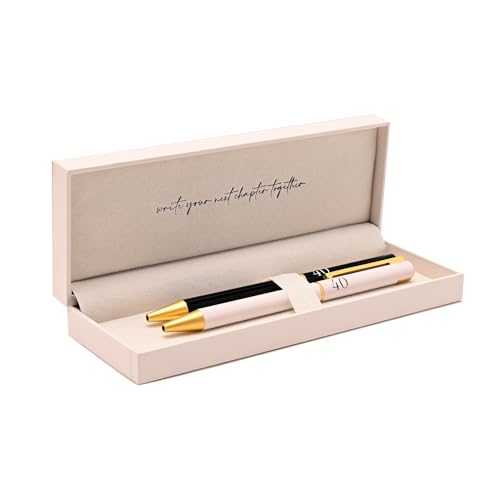 Bolígrafos Amore elegantes con acabados en negro, blanco y dorado