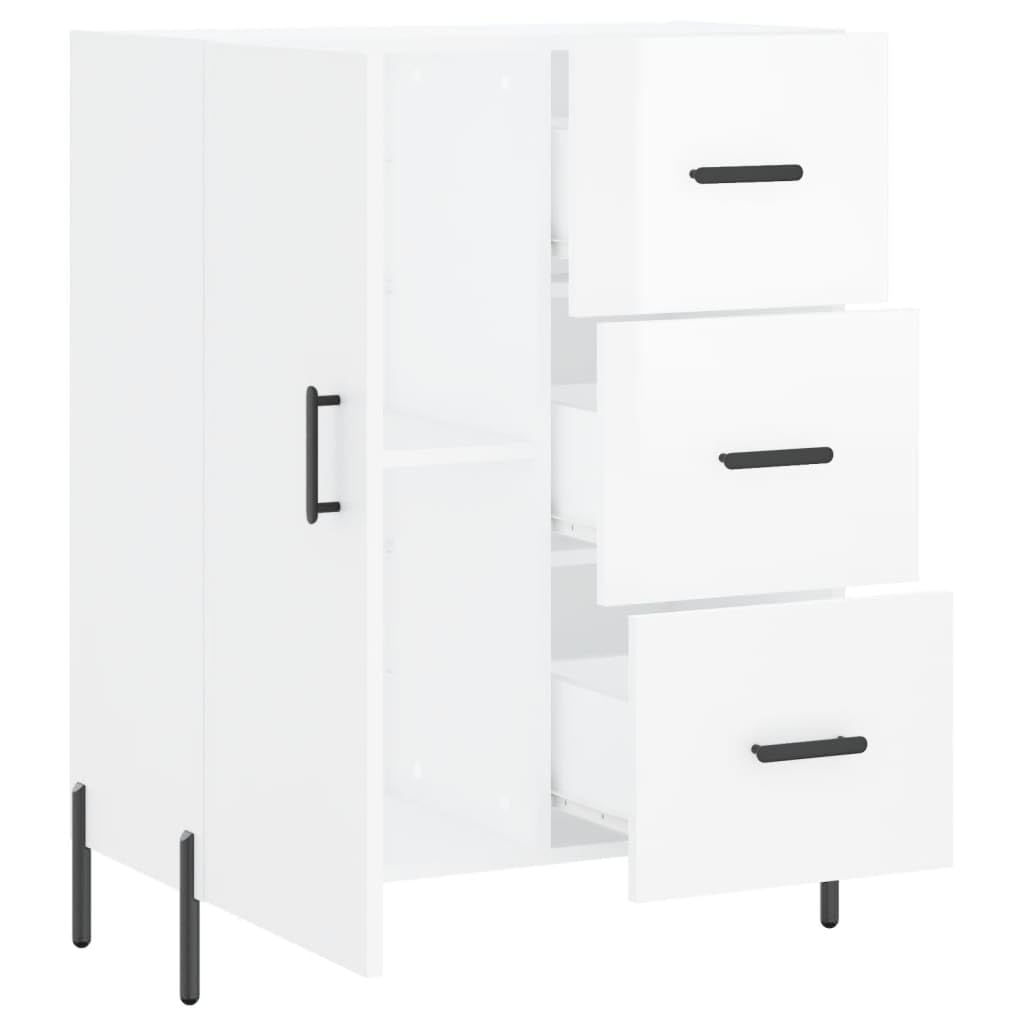 Credenza bianca lucida, 69,5 x 34 x 90 cm, con 3 cassetti