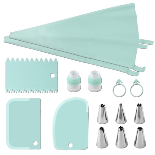 Gkumgwo Kit de douilles de glaçage pour la pâtisserie, poches à douille réutilisables - Sacs à douille réutilisables et sûrs, 15 pièces | Kit de tuyauterie de glaçage, conceptions complexes, outils