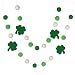 Shamrock St. Patrick's Day Felt Ball Garland- Green, White- 1" (2.5 cm) Wool Felt Balls