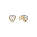 PANDORA Timeless Sparkling Elevated Heart Stud Earrings - 14K Gold-Plated Earrings with Cubic Zirconia - Jewelry for Women - Includes Gift Box