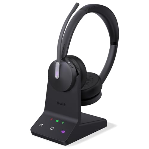 Yealink WH64 DECT & Bluetooth Dual Teams Wireless Headset, 606 ft Range On Ear Work Headphones with 3X Noise Cancelling Mic, 32H Talk Time, Ringer, Office Headsets for Desk IP Phone, PC,Cellphone by Yealink - Used condition - CA$243.67