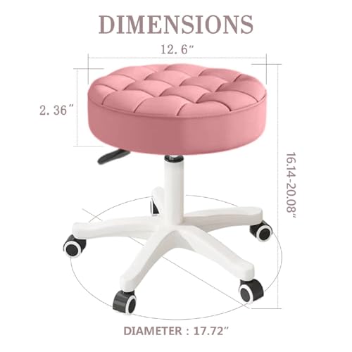Image of Small Chair Round Rolling Stool with Wheels PU Leather Height Adjustable Swivel Drafting Work SPA Salon Stools Home Office Chair,4 Pack
