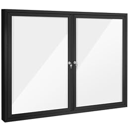 SWANCROWN 48x34 in Outdoor Bulletin Board, Enclosed Whiteboard, Black Frame