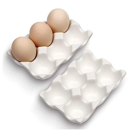 AbbyCindy 6 Cups Egg Tray Serveware, Eggs Dispenser, Egg Holder Set Kitchen Restaurant Fridge Storage Decorative Accessory (White,2 pack)