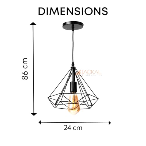 Image of JACKAL Vintage Pendant Light (with Bulb) | Decorative Fancy Lights for Home, Living Room, cafe, Restaurants & Bar (Vintage, 3 Set Diamond, Metal, Medium, 1, LED Pendant Light)