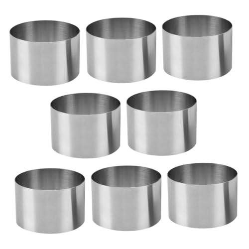 Toyvian 8 pièces Anneaux à Gâteau Ronds Inox Moules Pâtisserie Compacts pour Desserts Individuels Résistants à la Chaleur et Solides pour Tartelettes et Mousses
