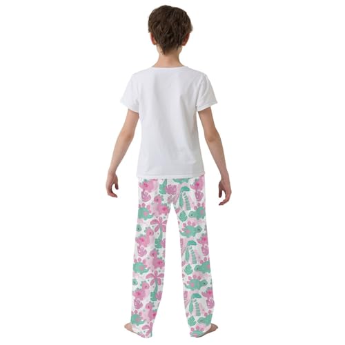 Dinosaur with Love Heart Boys Long Pants Soft Trousers Elastic Waist Kids Lounge Bottoms with Pockets S-XL3