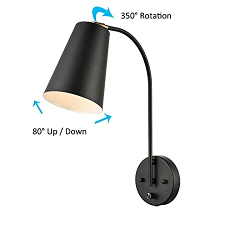 Holkirt 2-Pack Modern Plug In Wall Sconces Industrial Wall Lamps With Cord Swtich #TOP3