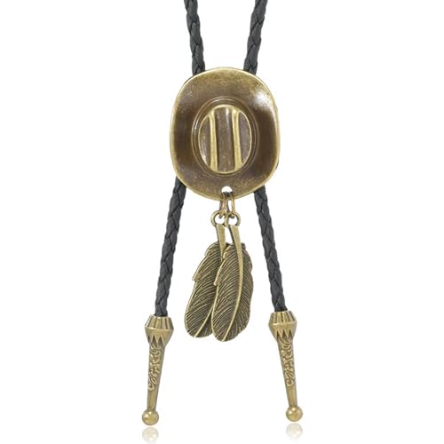 Image of Western Cowboy Bolo tie for Men Women Gold Silver Death Skull Moth Cross Bolo Tie Christmas Deer Rooster Wolf Necktie Gift