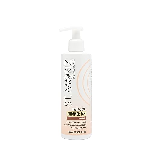 Image of St Moriz Professional Insta-Grad Shimmer Tan | Illuminating & Bronzing Instant Fake Tan Body Lotion with Added Shimmer to Highlight & Enhance Your Glow | With Aloe Vera & Vitamin E | Vegan | 200ml