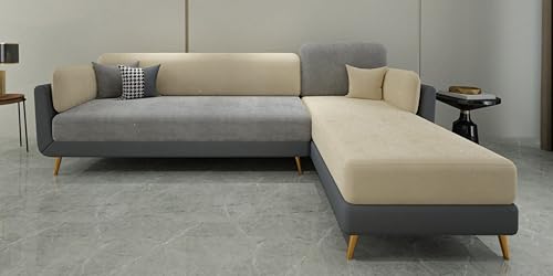 Image of Black Wood Modern Velvet LHS Sectional Sofa (3 + Lounger) with Extra Luxury Comfort for Bedroom, Living Room, Dining Room, Drawing Room, Home Office in Bug Resistant Wood Structure