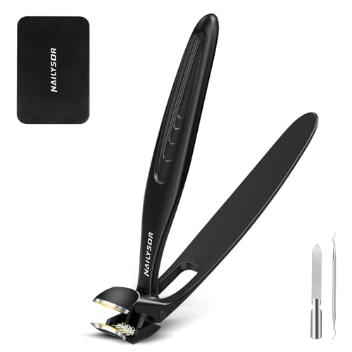 Upgrade Long Handled Toenail Clippers for Thick Nails for Seniors, Angled Head Large Toe Nail Clippers for Elderly, Sharp Precision Nail Cutter, Wide Jaw Fingernail Clippers with Catcher for Men Women