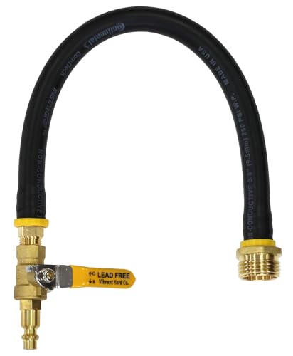 Winterize RV, Motorhome, Boat, Camper, and Travel Trailer: Air Compressor Quick-Connect Plug to Male Garden Hose Faucet Blow Out Adapter with Valve (Lead-Free Brass), 17' Long