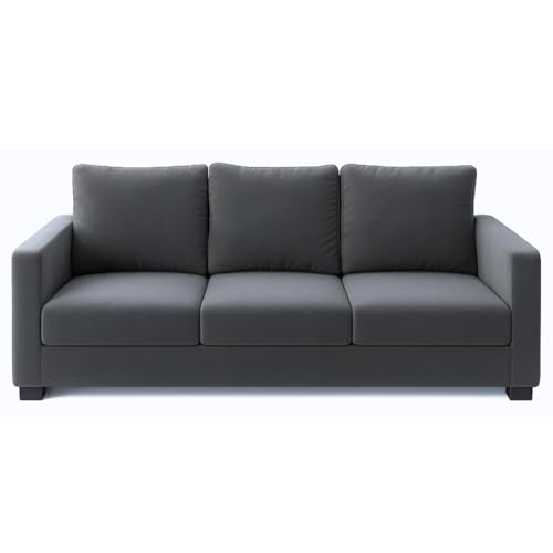 Image of FURNY Hedstor 3 Seater Fabric Sofa Set (Dark Grey Color) | Durable Comfort | Modern Design | Ideal for Living Room