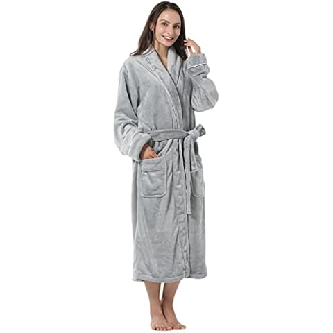 YARBAR Bathrobes for Women, Soft Warm Fleece Robes, Plush Long Shawl Collar Robes Cover