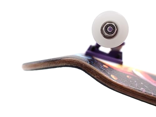 SPITBOARDS® 34 x 96 mm Wood Fingerboard Complete Set-Up, Pre Assembled, 5-Layers Wood, Pro Trucks with Lock Nuts, CNC Bearing Wheels, Real Wear Graphics, Lasered Foam Grip Tape, Octoskull