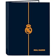 Safta Real Madrid 2nd Team 24/25 Folder with 4 Rings, Ideal for Children of Different Ages, Comfortable and Versatile, Quality and Resistance, 26.5 x 33 cm, Navy Blue