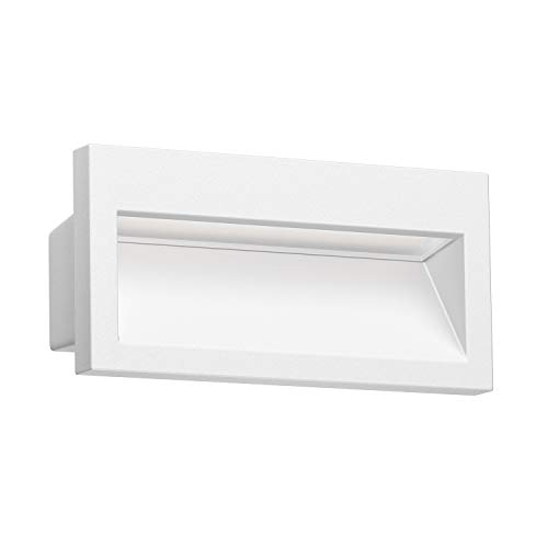 ledscom.de Aplique empotrable LED NOLA, downlight para exteriores, IP54 mate, 140 x 70mm, blanco cálido, luz de escalera,...