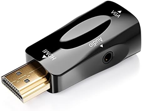 deleyCON Kabel Przejściowy z HDMI na VGA z Transmisją Audio - Kabel Przejściowy z Wtyczki HDMI na Gniazdo VGA Jack 3,5mm Gniazdo Audio Pozłacane Styki do Podłączenia Telewizora Projektora Komputera Laptopa Notebooka