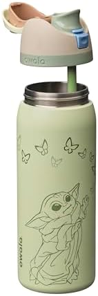 Star Wars Owala FreeSip Insulated Stainless Steel Water Bottle with Straw, BPA-Free Sports Water Bottle, Great for Travel, 32 Oz, GroGu