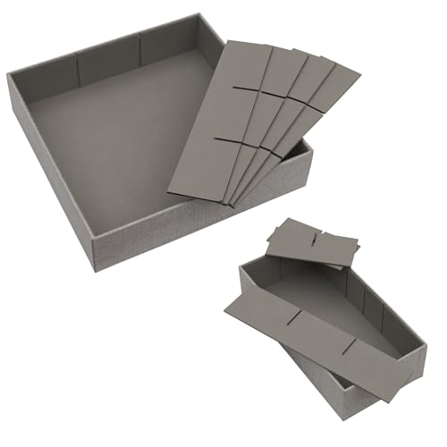 Image of Household Essentials 3‑Piece Drawer Organizer Starter Set in Customizable Inserts of Large and Small Trays, Gray