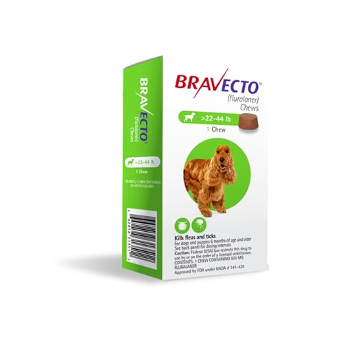 BRAVECTO Chew for Dogs, Flea & Tick, 1 Chew, 12 Week Supply, 22-44 lbs., Green Box - Thumbnail 3