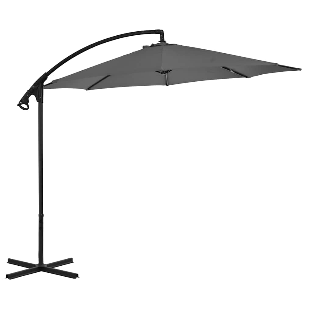 Parasol przeciwsłoneczny ze stalowym masztem, zielony, odporny na promieniowanie UV, parasol ogrodowy z korbą i stabilnym stojakiem, na taras, balkon i do ogrodu, wiatroszczelny i wodoszczelny