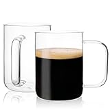 Moretoes Clear Coffee Mug, 20oz Large Capacity Clear Glass Coffee Cups with Handles for Coffee, Tea, Milk Set of 2