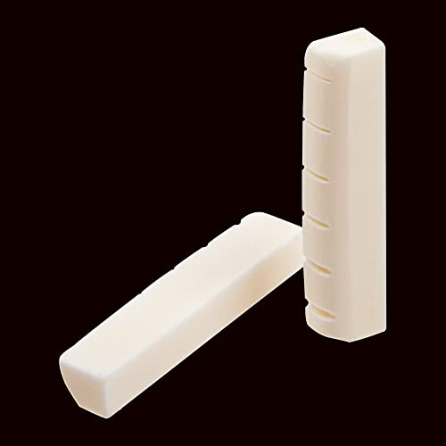 4Pcs Yootones 6 String Acoustic Guitar Bone Nut & Saddle Slotted Guitar Neck Nuts Bridge Parts Compatible With Replacement Musical Instrument Accessories #TOP2