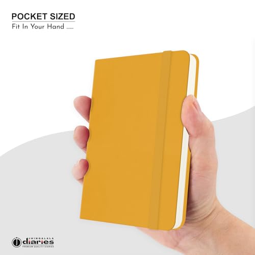 Image of Jhingalala Diaries - Hardbound Leather Cover Pocket Size Corporate Executive Diary Notebook I Pocket Diary For Men and Women I A6 Size I 80gsm Paper I 192 Ruled Pages (Yellow)