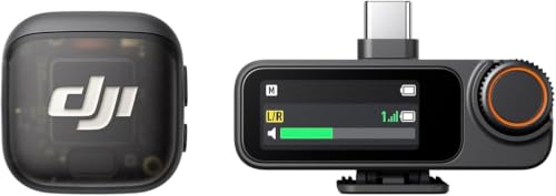 dji Mic 3 (1 TX + 1 RX), micrófono lavalier inalámbrico para iPhone/cámara/Android, Ultraligero, Tiempo de Funcionamiento extendido y Carga rápida, transmisión hasta 400 m