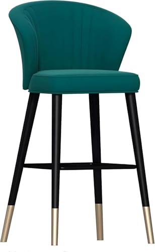 XJBTBA Counter Height Stools Bar Velvet Kitchen Chairs with Wrought Iron Legs Upholstered Backrest Breakfast Dining for Island/Restaurant/Pub(Green,75cm)