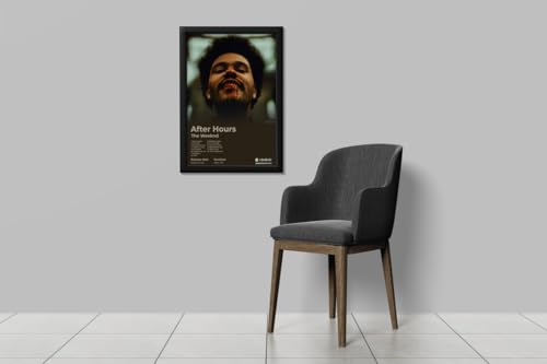 Image of BLINKART The Weekend - After Hours Wall Photo Frames | Wall Art for Bedroom, Living Room, Studio or Office | Album Cover Print with Spotify Song Link QR Code | Gift for Fans - 8x12 In