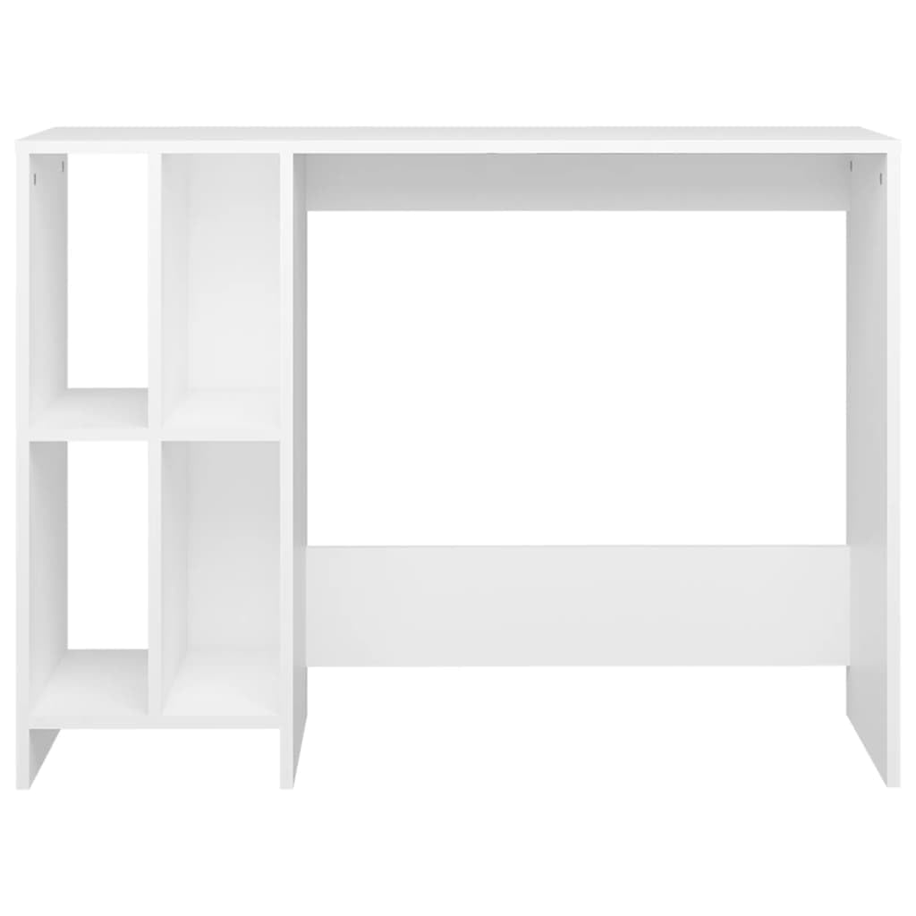 Mesa de ordenador blanca 102,5 x 35 x 75 cm de madera con 4 compartimentos, mesa de ordenador para el trabajo, ordenador portátil, esquina, escritorio de pie para oficina en casa
