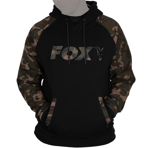 Fox Black/Camo Raglan Hoodie - Angelpullover, Größe:L