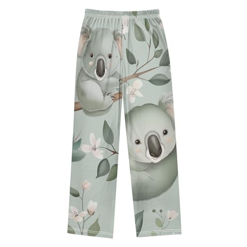 Koala Flowers Print Boys Long Pants Soft Trousers Elastic Waist Kids Lounge Bottoms with Pockets S-XL2