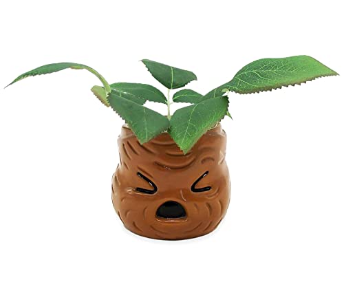Image of Silver Buffalo Harry Potter Mandrake Face Decorative Artificial Faux Greenery Plant in Ceramic