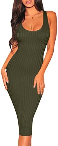 FairBeauty Women's Bodycon Tank Sleeveless Ribbed Knit Midi Dress...