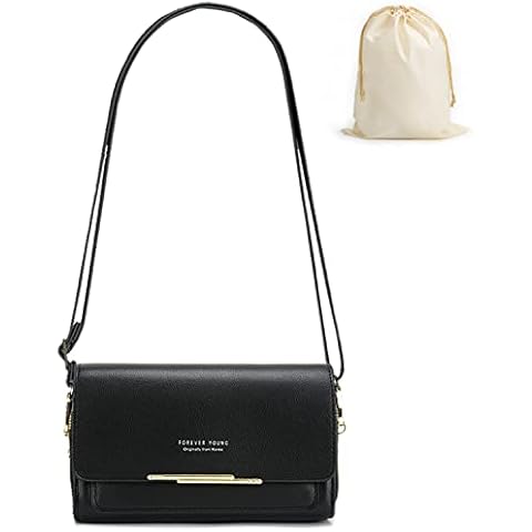 Wiswelry Small Crossbody Bag for Women, Soft PU Leather Phone Bag Clutch Bag Purse Handbags Hobo Bag, Shoulder Bag with Adjustable Strap Evening Bag for Dating Wedding, Banquet, Birthday Gift (Black) Cover