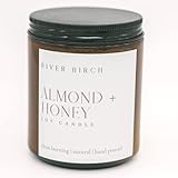 River Birch Candles Almond + Honey Scented Candle | Premium, All-Natural, Non-Toxic, Soy Amber Jar C