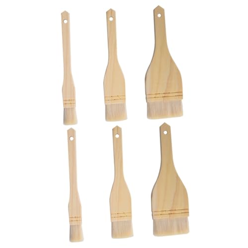 TOYANDONA 2 Series Cepillo De Lana Cepillo De Aceite De Barbacoa Herramientas De Asado Interrogatorio Intenso Para Cepillo De Aceite Doméstico Cepillo De Barbacoa De Madera Beige 3 Piezas*2