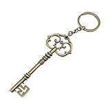 Yeqeyiq Vintage Skeleton Key Keychain for Women Men, Bronze Tone Large Old Key Ring Charm, Gothic Bag Pendant for Car Office Keys Backpack Decor Gifts