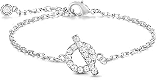 JDGEMSTONE Silver Bracelet for Women,Sterling Silver Bracelet,5A Cubic Zircona Bracelet,Gifts for Women,Girls