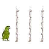 tengyunxiparts 3 Stück Vogel Kletterseil Baumwolle Spielzeug, Papagei Kletterseil, Vogelkäfig Zubehör Für Wellensittiche, Weiß, 40cm Lang, Geeignet für Vogelkäfige, Gärten Und Fenster