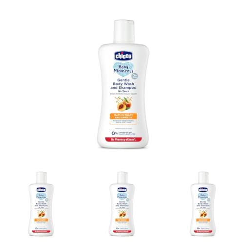 Image of Chicco Baby Moments Gentle Body Wash And Shampoo For Rich Moisturised Skin & Soft Hair 200ml (Pack of 4)