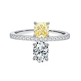 Promise Ring Vintage Style, White Gold Vintage Ring 9K Round with White Oval Shape Moissanite Size L 1/2