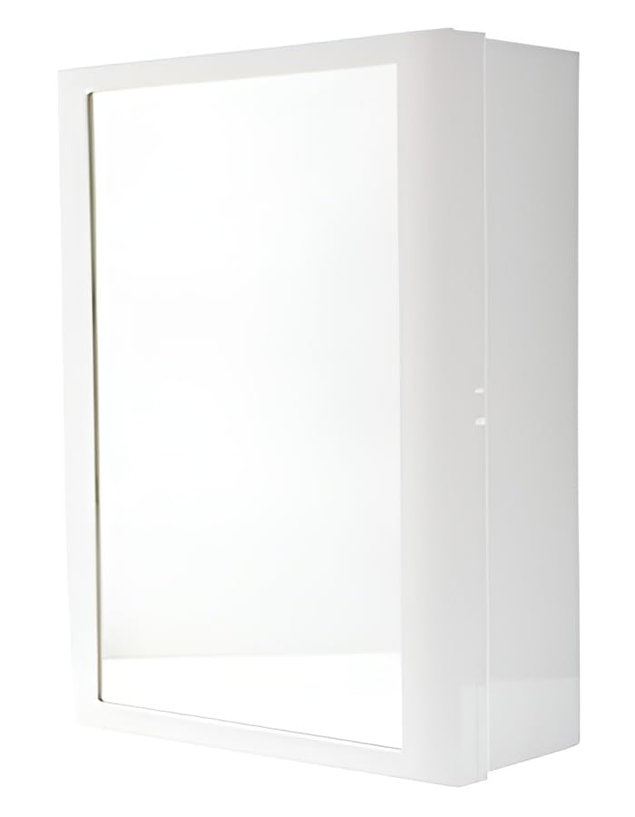 Image of WATERTEC Plastic Bathroom Cabinet With Mirror White , 1 Door
