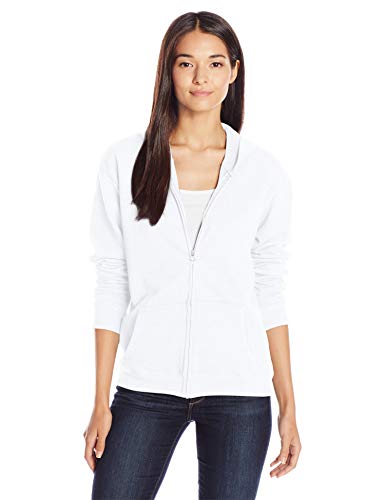 Hanes womens ComfortSoft EcoSmart Women's Full-Zip Hoodie Sweatshirt White Medium